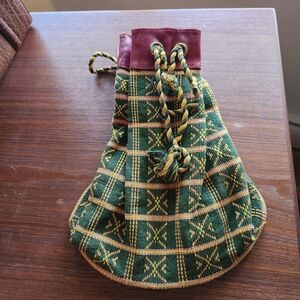 Green and Gold Patterned Drawstring Bag
